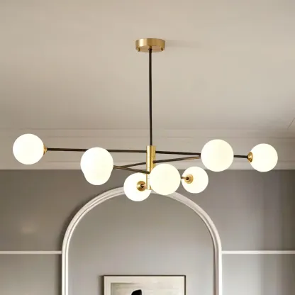  Modern 8-Light Sputnik Chandelier with Glass Lampshade Image - 7