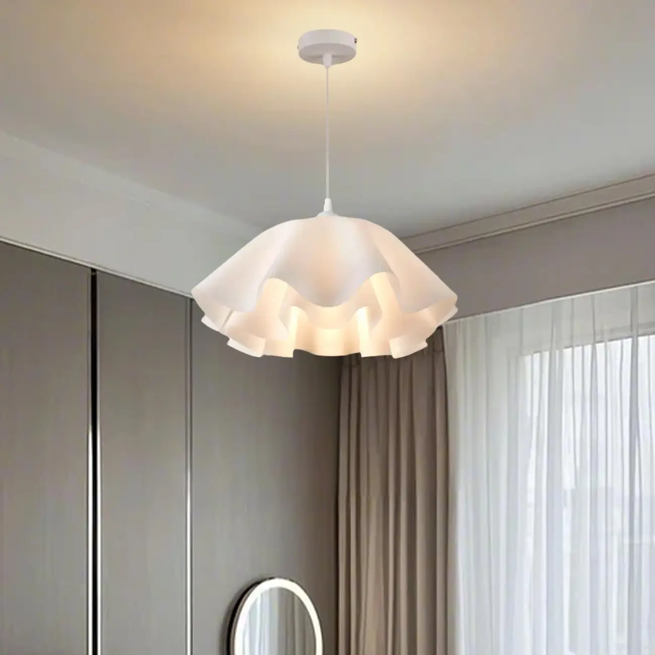 Layered Floral White Acrylic Pendant Light for Elegant Living Room Image - 1 | homeyfad