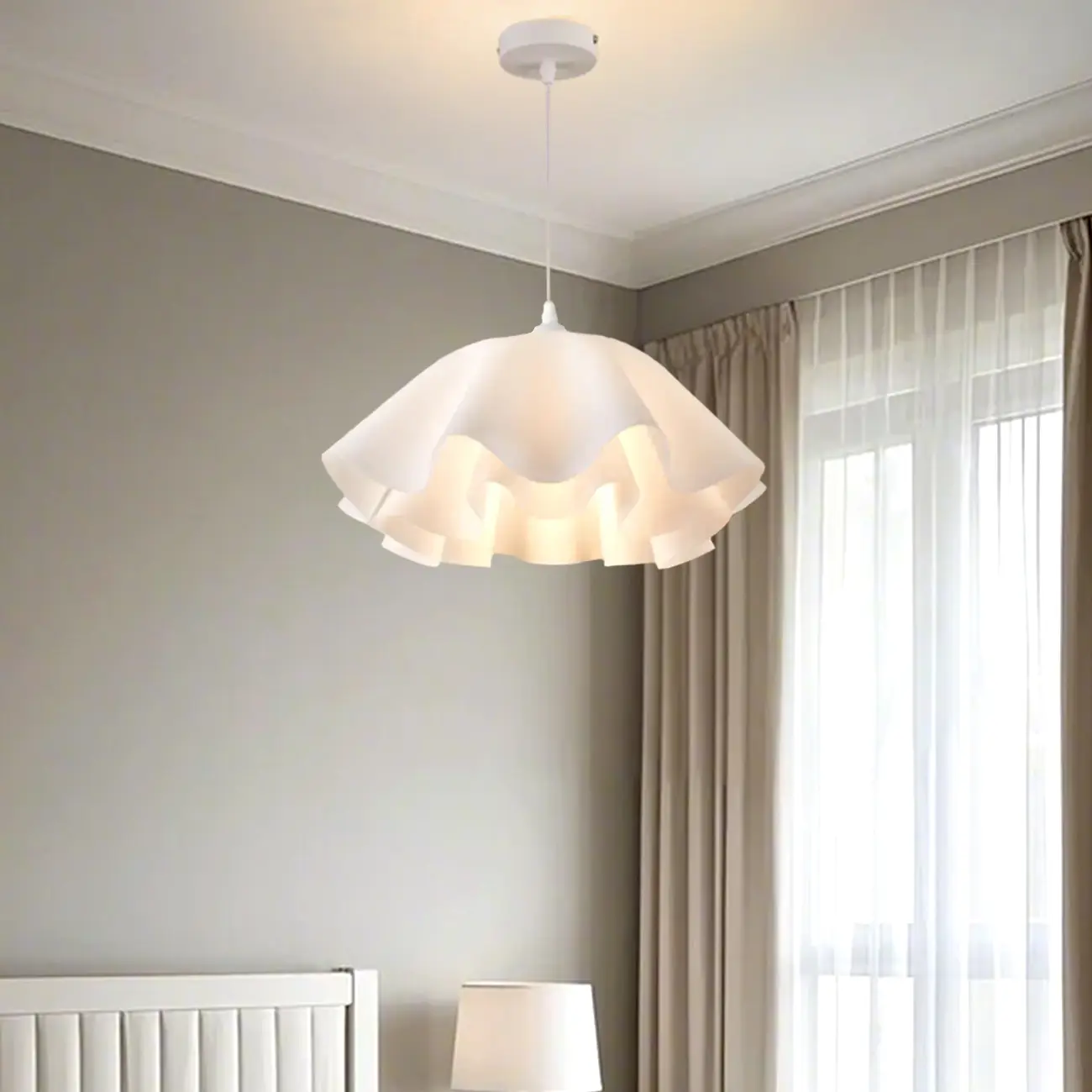 Layered Floral White Acrylic Pendant Light for Elegant Living Room Image - 2 | homeyfad