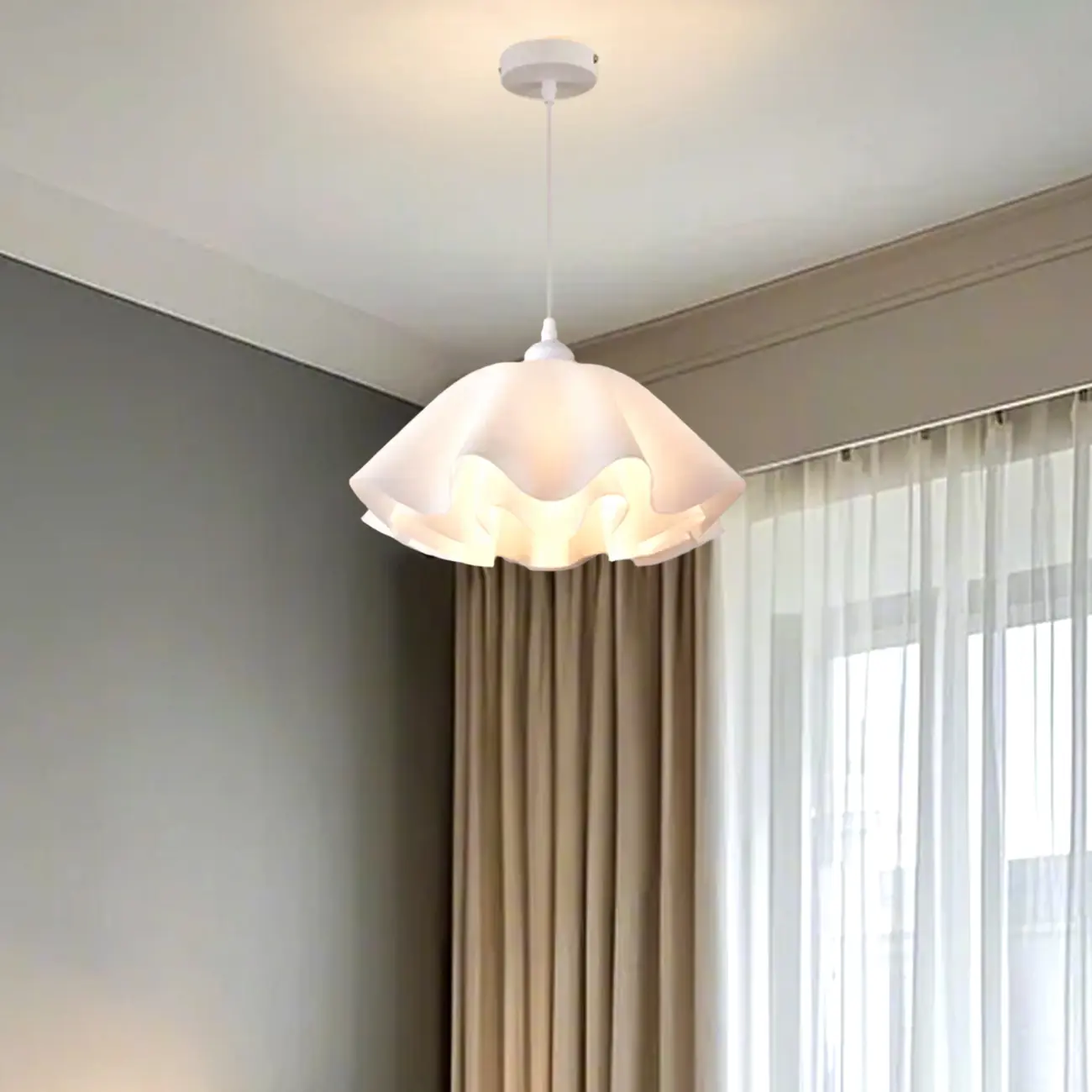 Layered Floral White Acrylic Pendant Light for Elegant Living Room Image - 3 | homeyfad