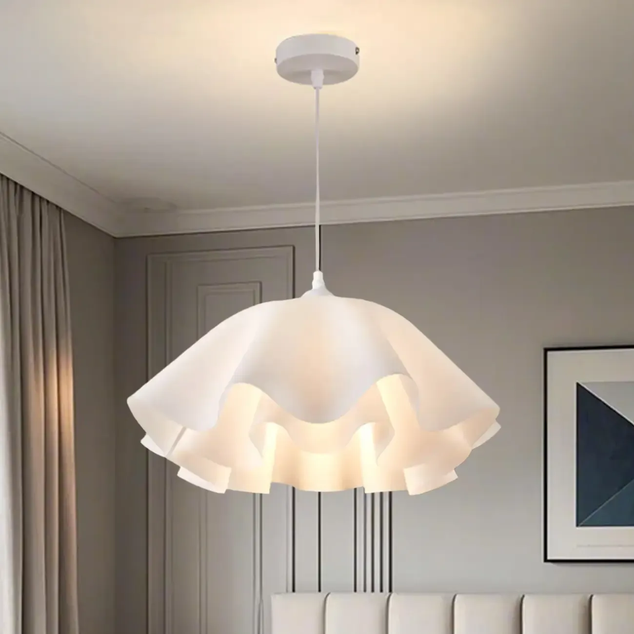 Layered Floral White Acrylic Pendant Light for Elegant Living Room Image - 10