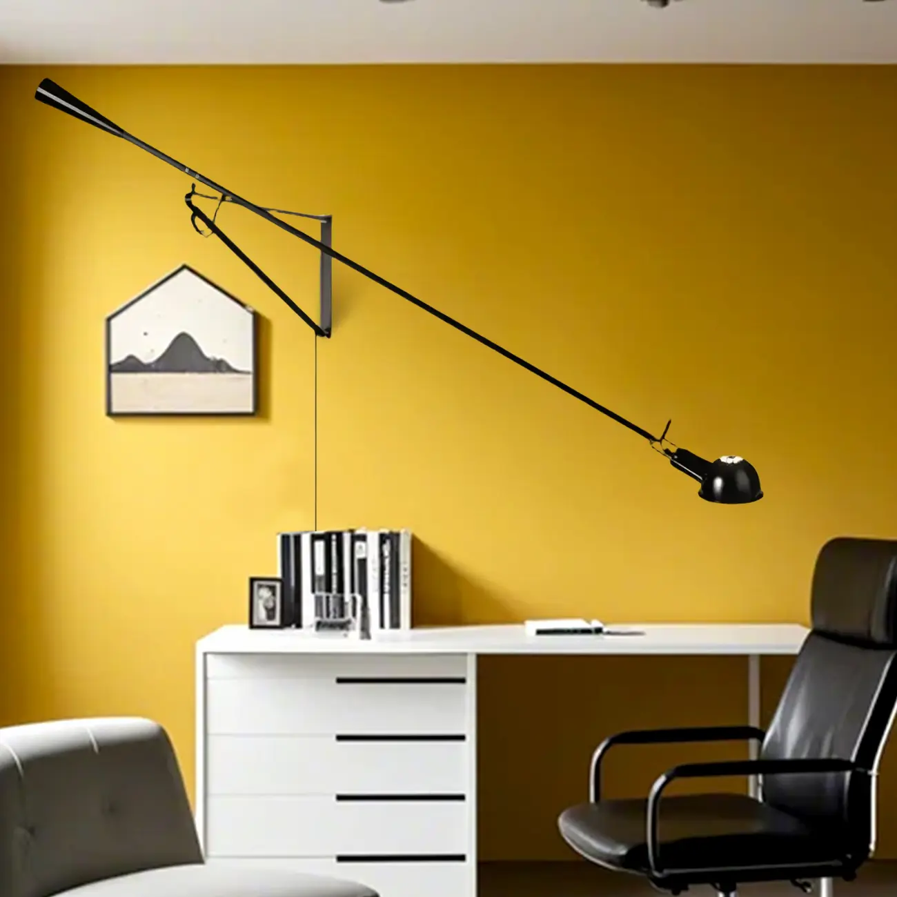 Postmodern Metal Long Swing Arm Wall Light Image - 1 | homeyfad