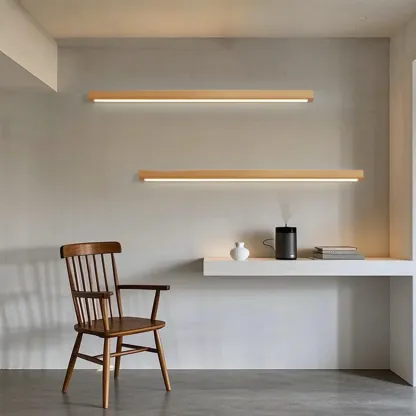 Modern Wood LED Bathroom Vanity Light 3-Gear Dimming Image - 4