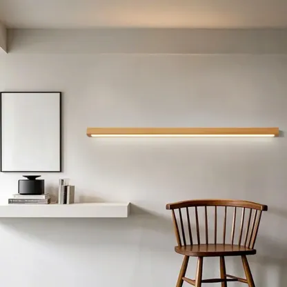 Modern Wood LED Bathroom Vanity Light 3-Gear Dimming Image - 9