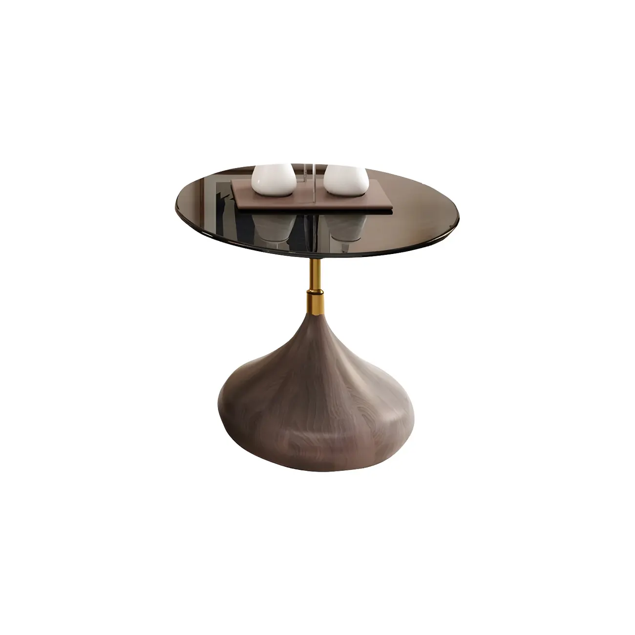 Brown Curved Wooden Round Coffee Table with Storage Image - 4 | homeyfad