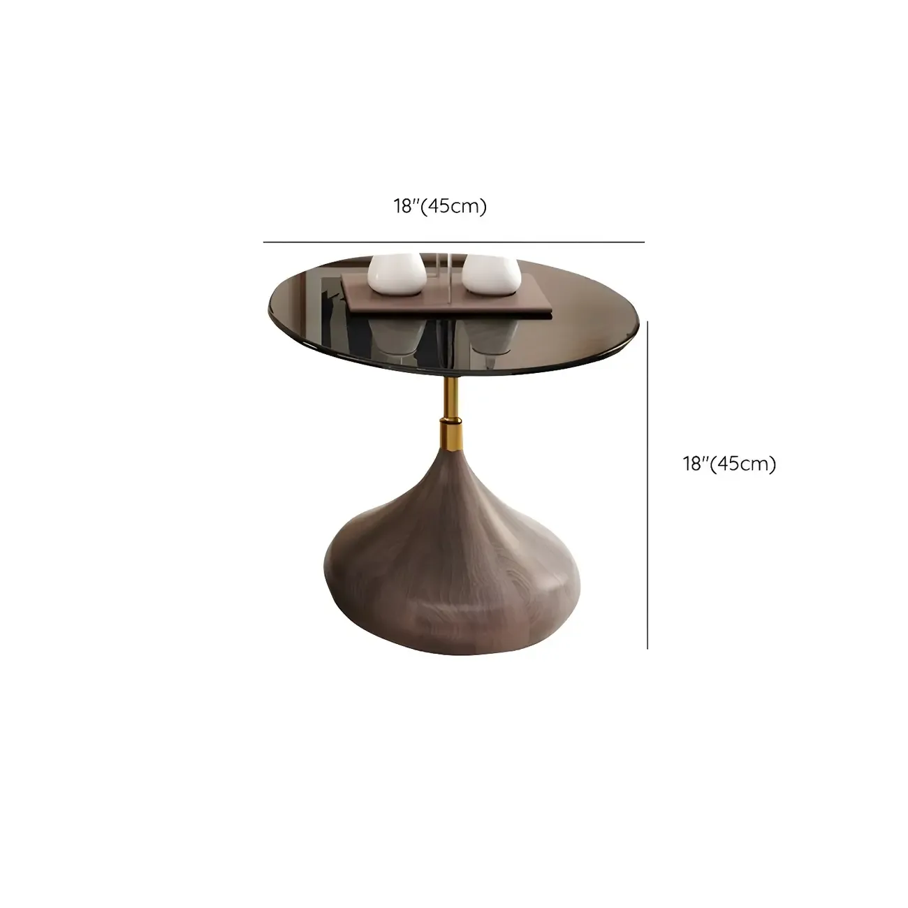 Brown Curved Wooden Round Coffee Table with Storage Image - 10