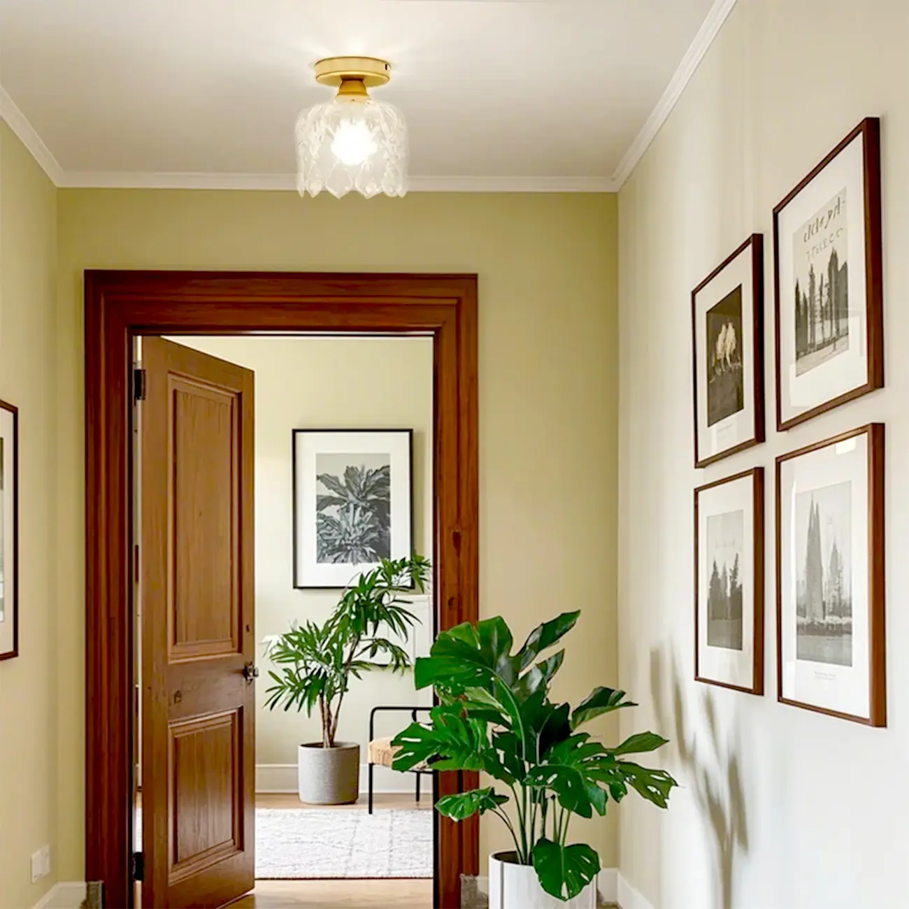 Modern Mini Semi Flush Mount Gold Crystal Ceiling Light Image - 2 | homeyfad