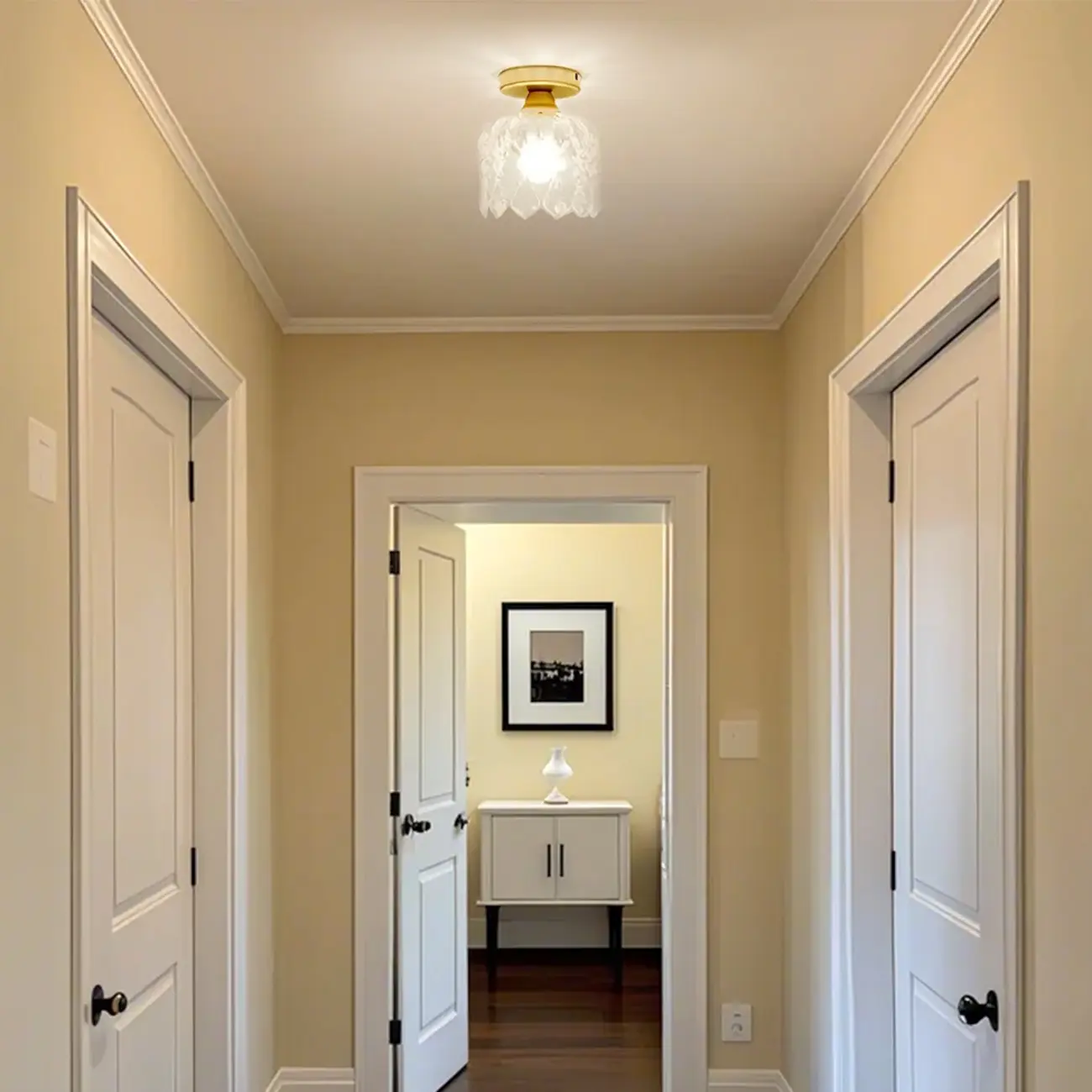 Modern Mini Semi Flush Mount Gold Crystal Ceiling Light Image - 3 | homeyfad