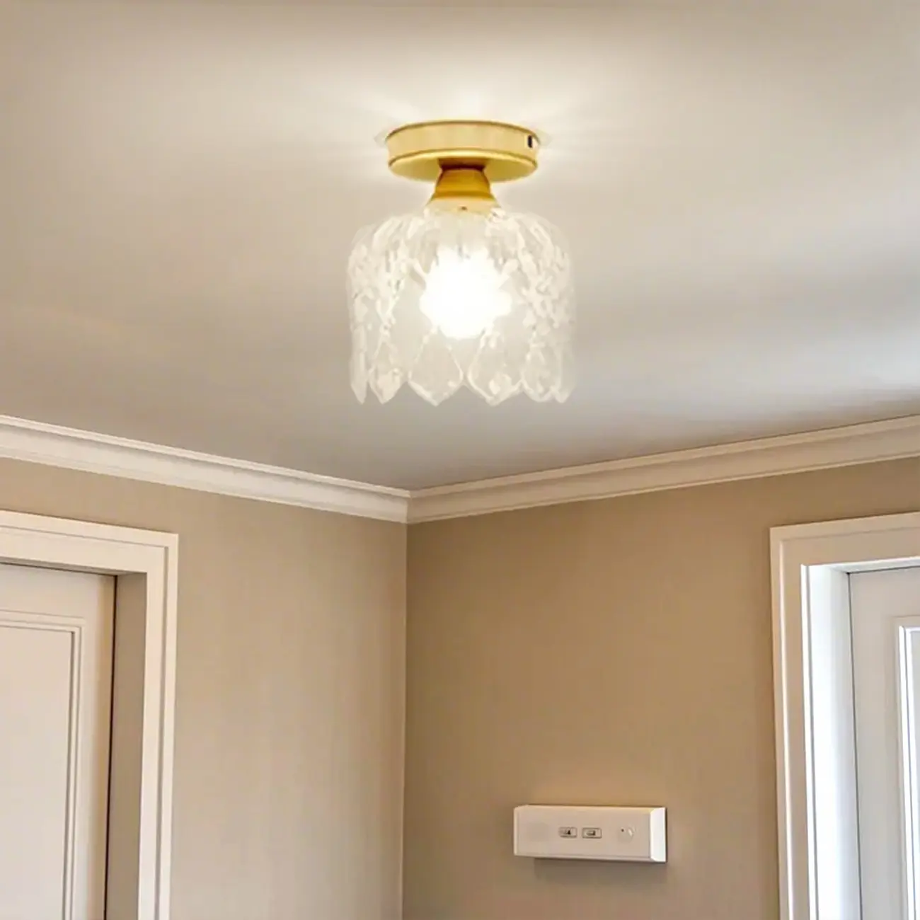 Modern Mini Semi Flush Mount Gold Crystal Ceiling Light Image - 4 | homeyfad