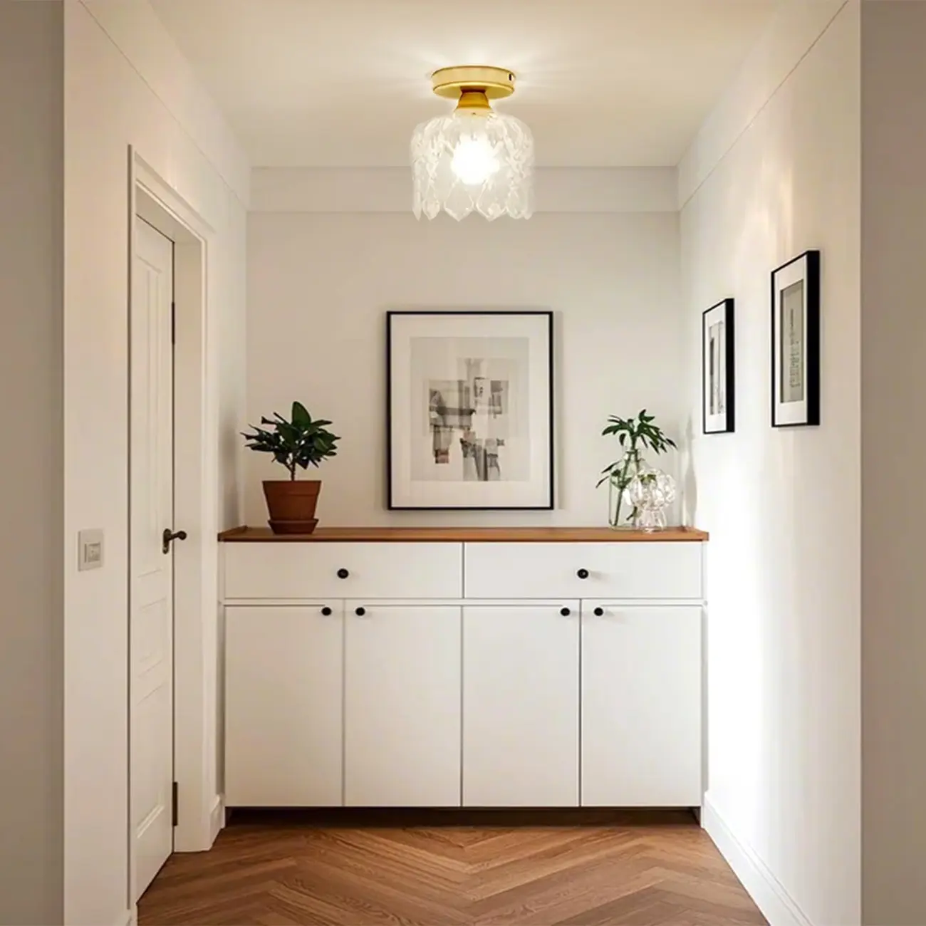 Modern Mini Semi Flush Mount Gold Crystal Ceiling Light Image - 5 | homeyfad