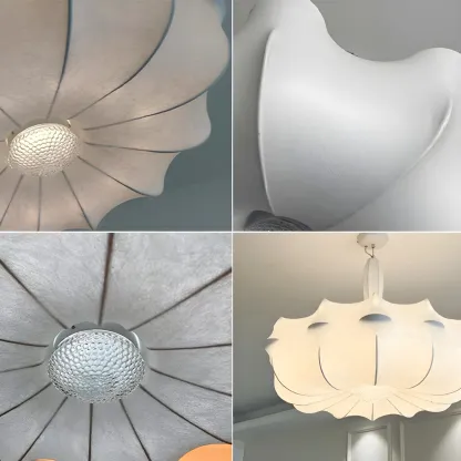 Modern White Flower-Shaped Drum Chandelier Height Adjustable Image - 11