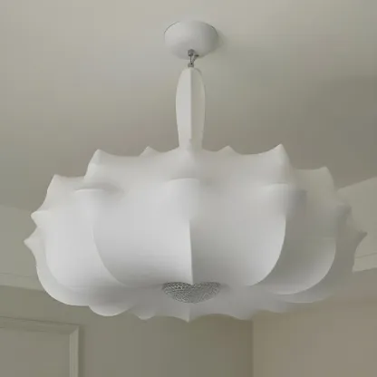Modern White Flower-Shaped Drum Chandelier Height Adjustable Image - 9