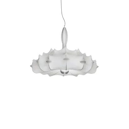Modern White Flower-Shaped Drum Chandelier Height Adjustable Image - 12