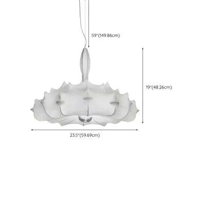 Modern White Flower-Shaped Drum Chandelier Height Adjustable #size