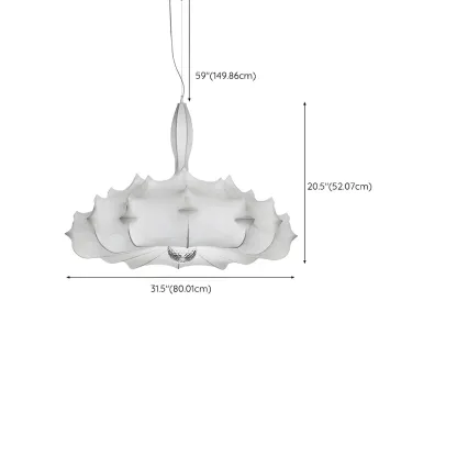 Modern White Flower-Shaped Drum Chandelier Height Adjustable Image - 14