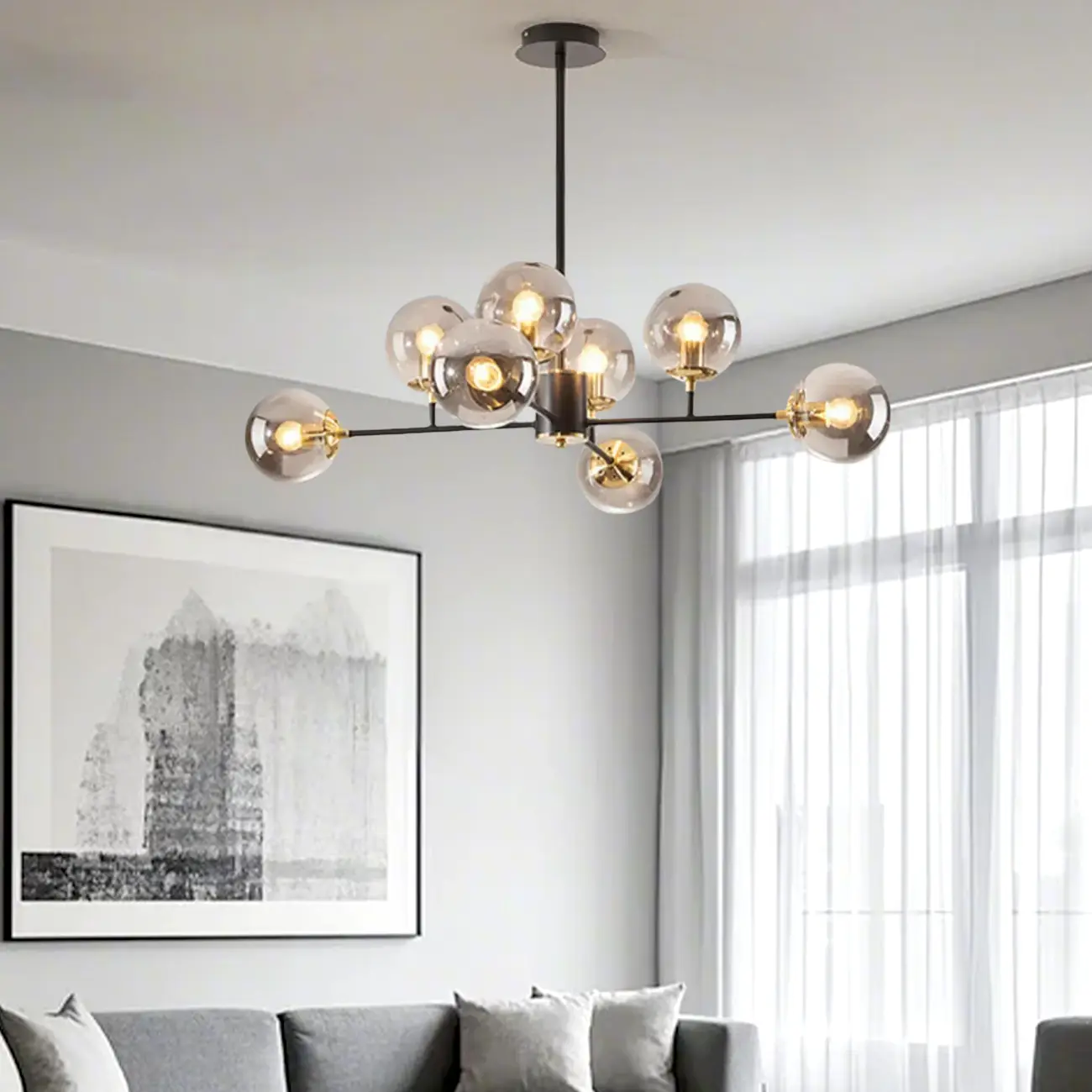 Modern Glass Globe Chandelier for Living Room Decor Image - 1 | homeyfad