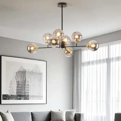 Modern Glass Globe Chandelier for Living Room Decor Image - 1