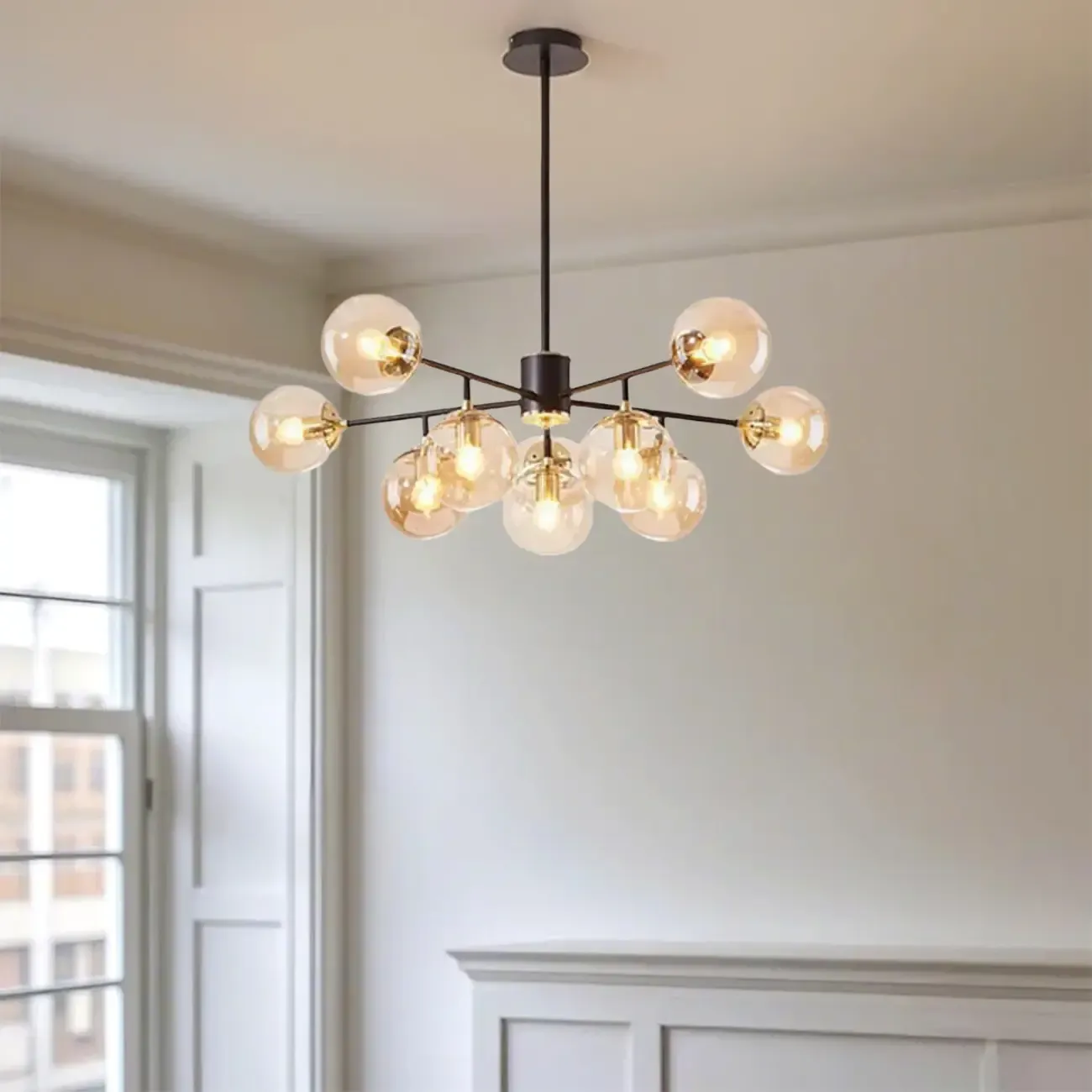 Modern Glass Globe Chandelier for Living Room Decor Image - 2