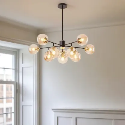Modern Glass Globe Chandelier for Living Room Decor Image - 2