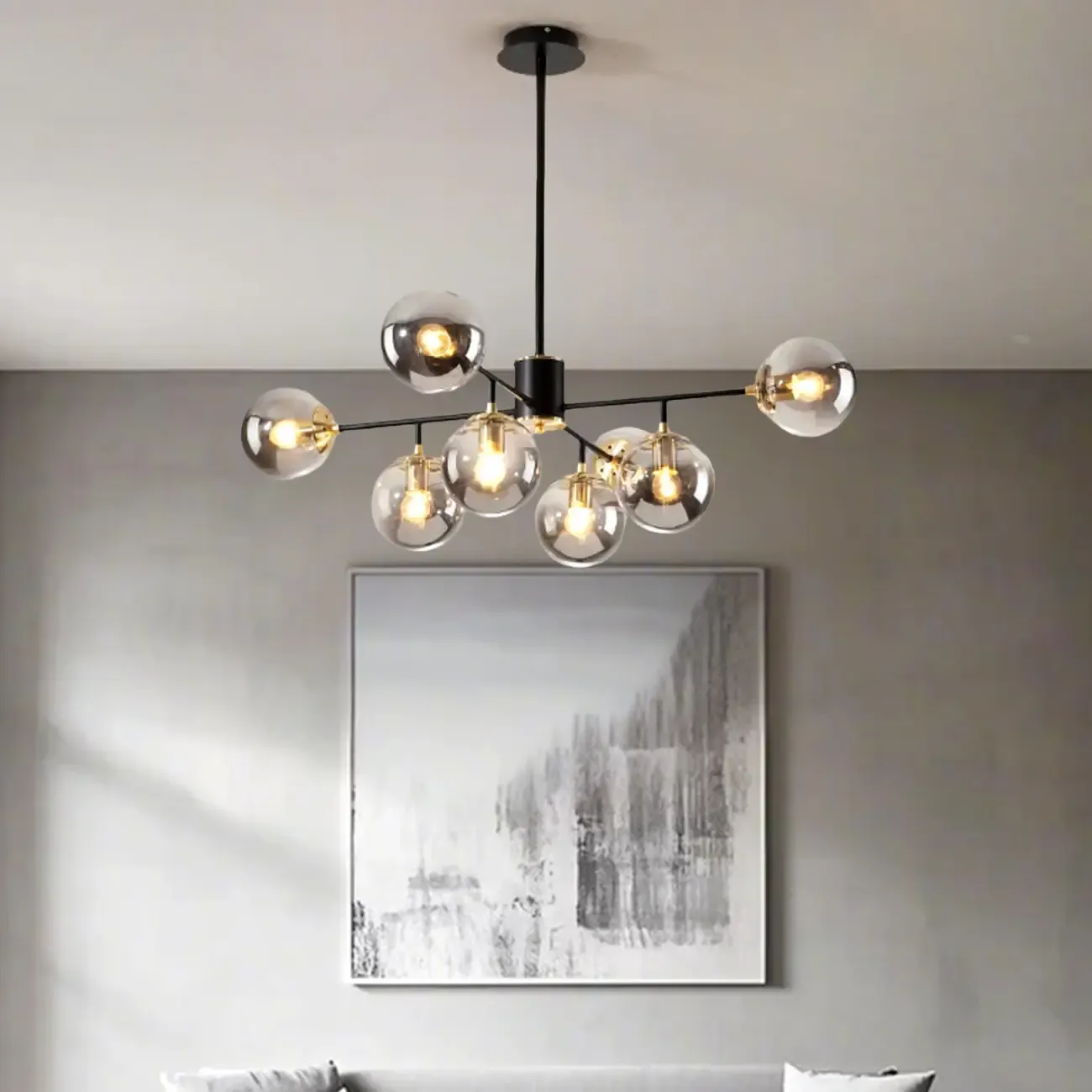 Modern Glass Globe Chandelier for Living Room Decor Image - 3