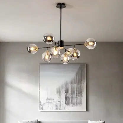 Modern Glass Globe Chandelier for Living Room Decor Image - 3