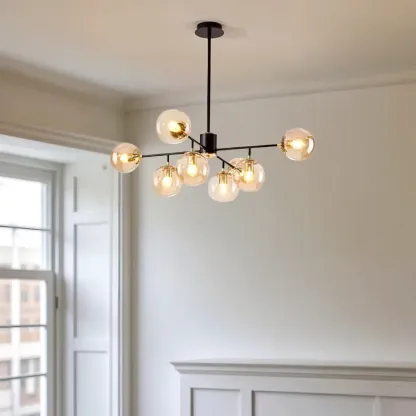Modern Glass Globe Chandelier for Living Room Decor Image - 4
