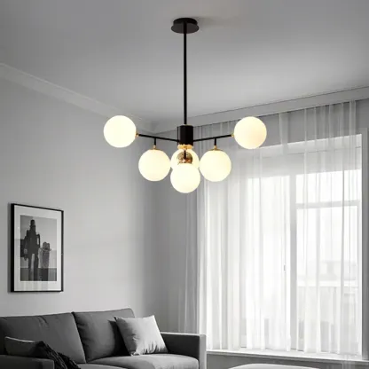 Modern Glass Globe Chandelier for Living Room Decor Image - 5