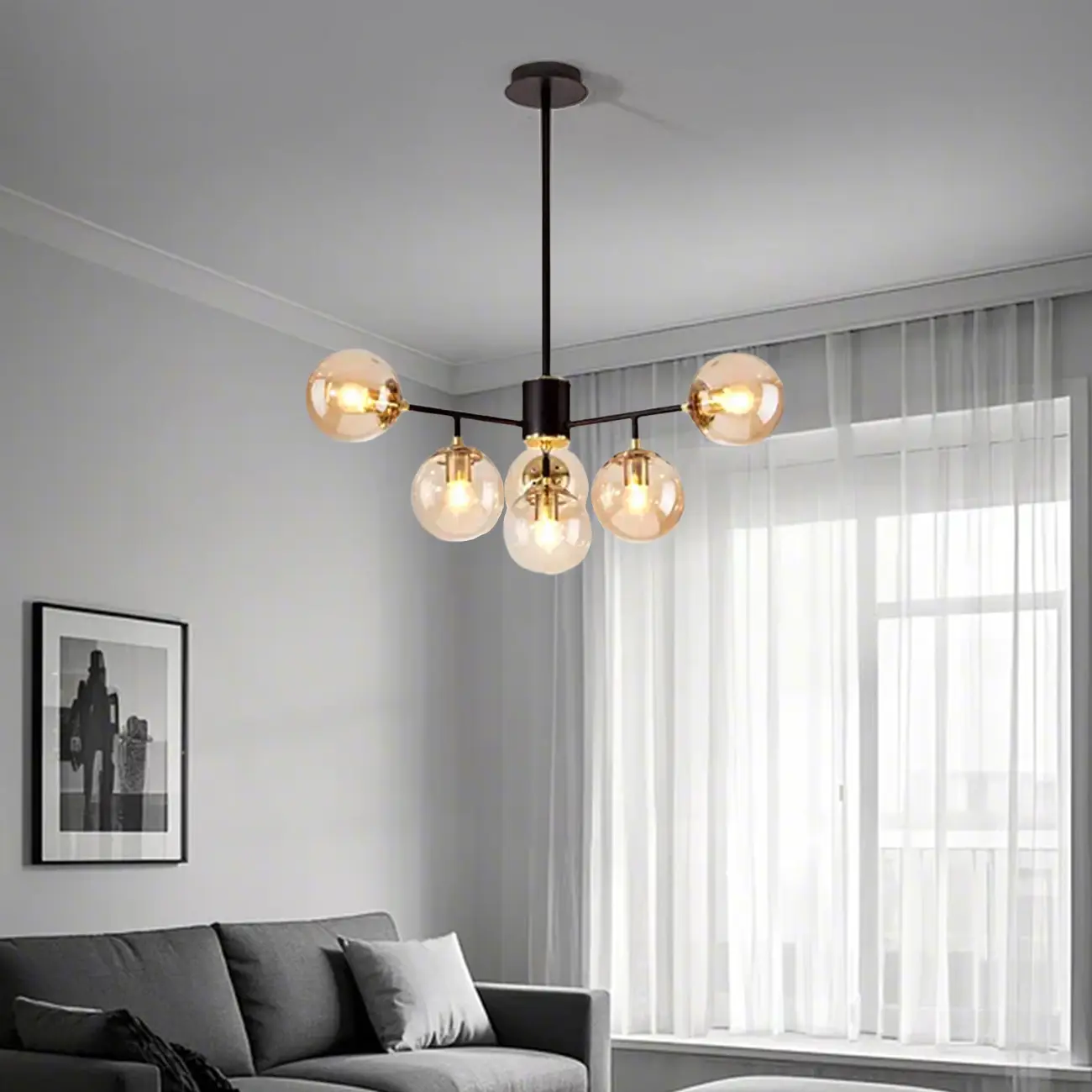 Modern Glass Globe Chandelier for Living Room Decor Image - 8 | homeyfad