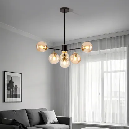 Modern Glass Globe Chandelier for Living Room Decor Image - 8