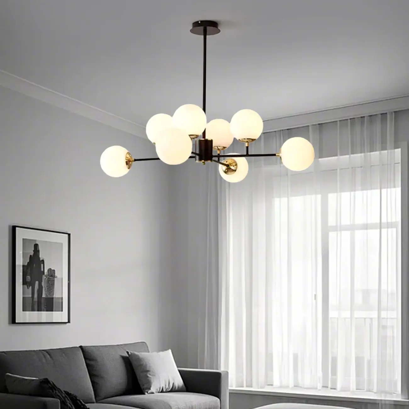 Modern Glass Globe Chandelier for Living Room Decor Image - 10 | homeyfad