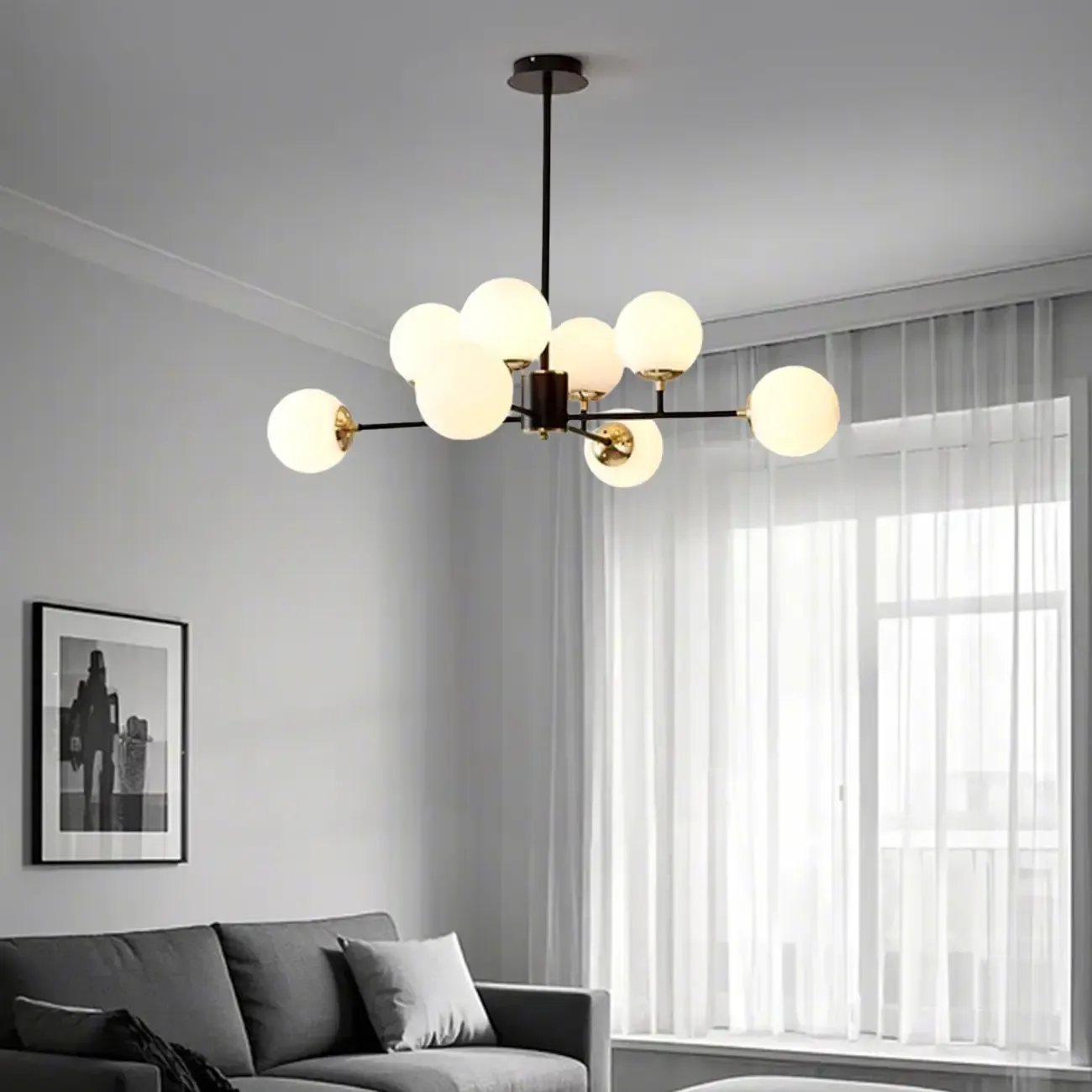 Modern Glass Globe Chandelier for Living Room Decor Image - 10