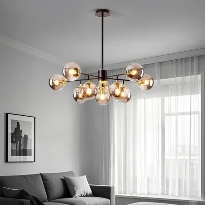Modern Glass Globe Chandelier for Living Room Decor Image - 11