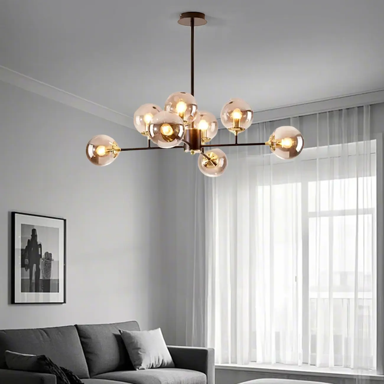 Modern Glass Globe Chandelier for Living Room Decor Image - 13 | homeyfad