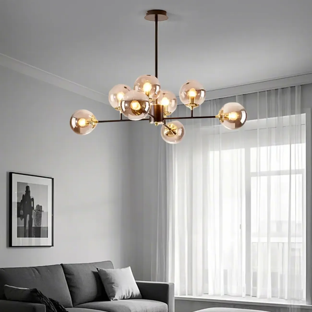 Modern Glass Globe Chandelier for Living Room Decor Image - 13
