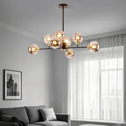 Modern Glass Globe Chandelier for Living Room Decor Image - 13