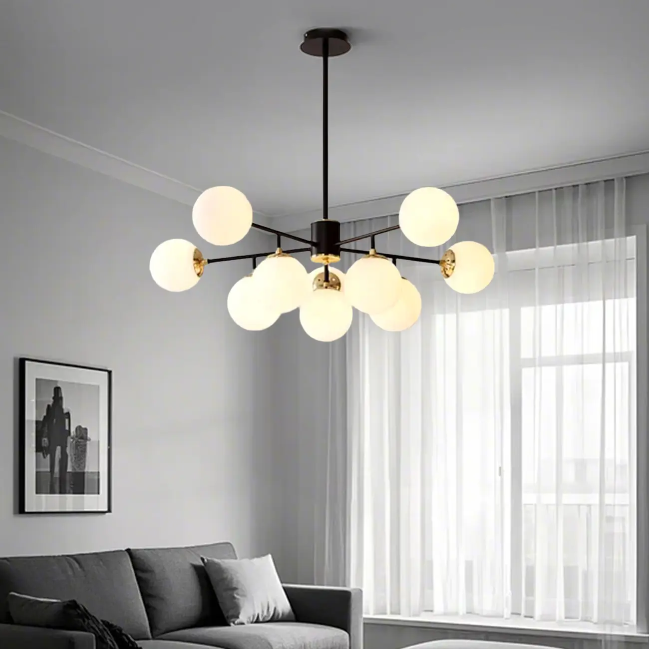 Modern Glass Globe Chandelier for Living Room Decor Image - 15 | homeyfad