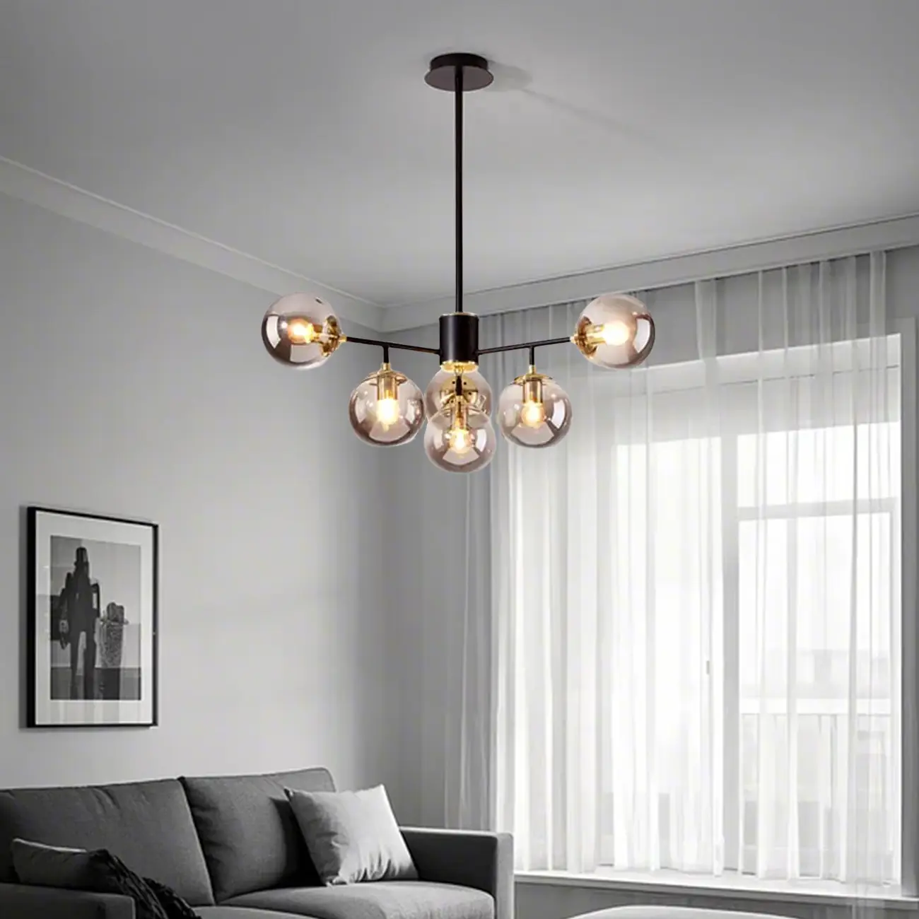 Modern Glass Globe Chandelier for Living Room Decor Image - 17 | homeyfad