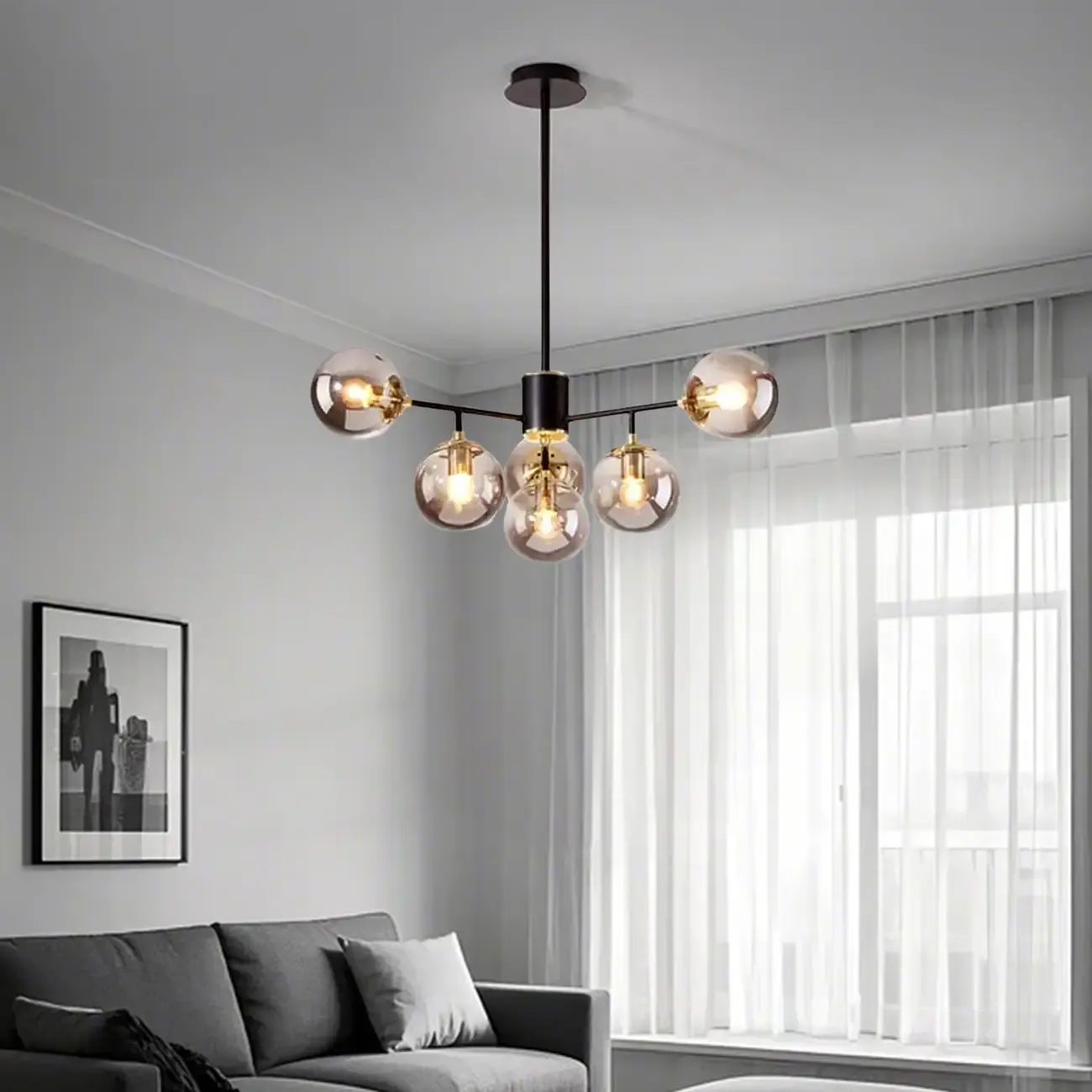 Modern Glass Globe Chandelier for Living Room Decor Image - 17