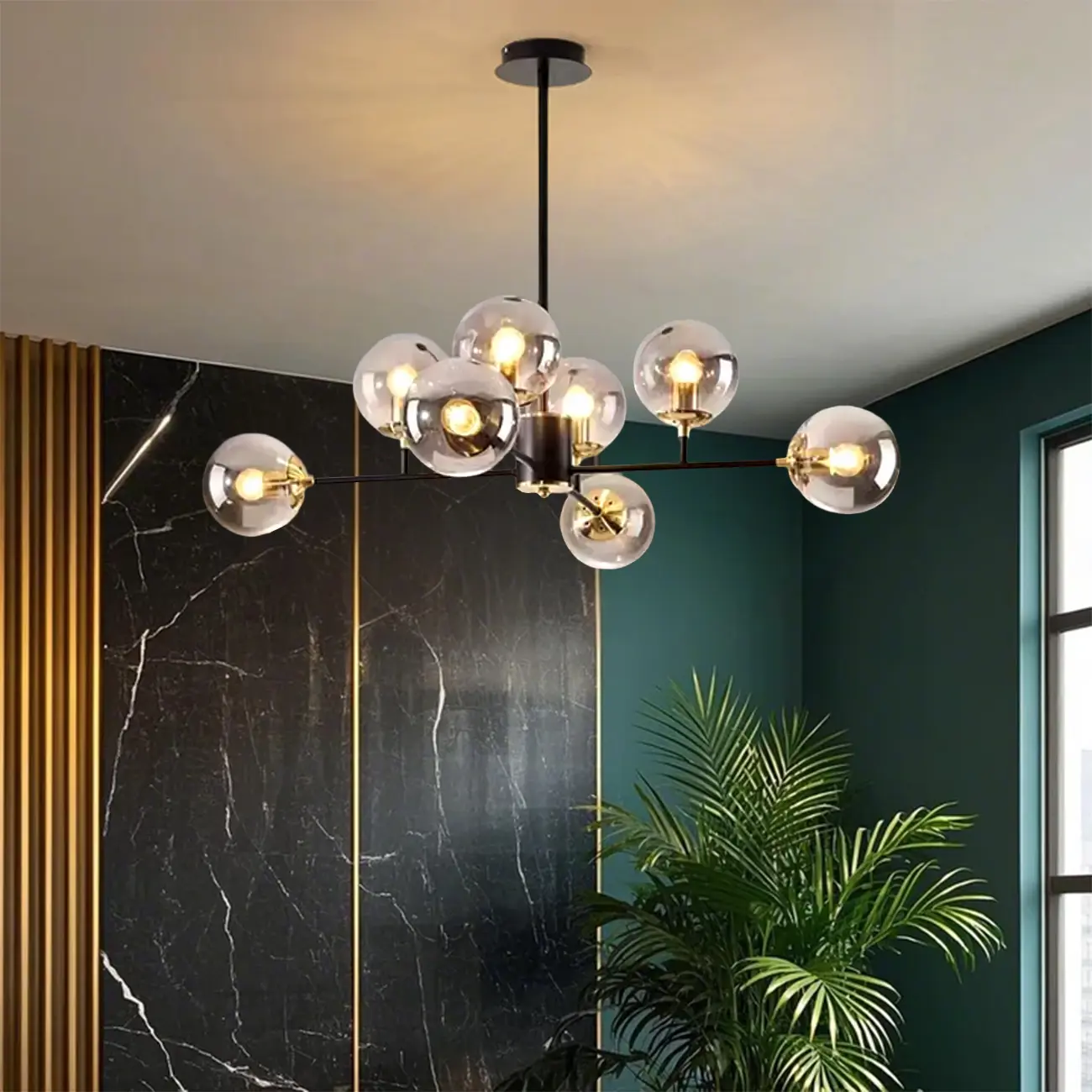 Modern Glass Globe Chandelier for Living Room Decor Image - 6 | homeyfad