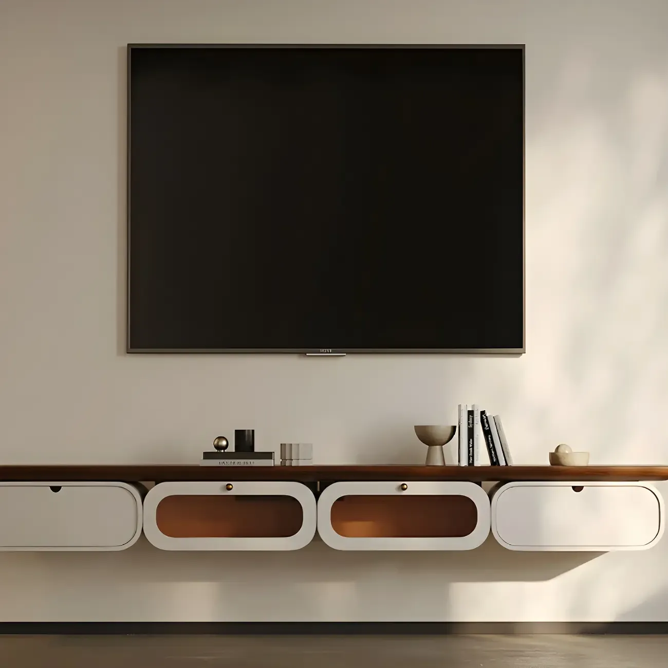 Industrial Wooden Mueble Flotante Para TV Stand with 4-Drawers Image - 4