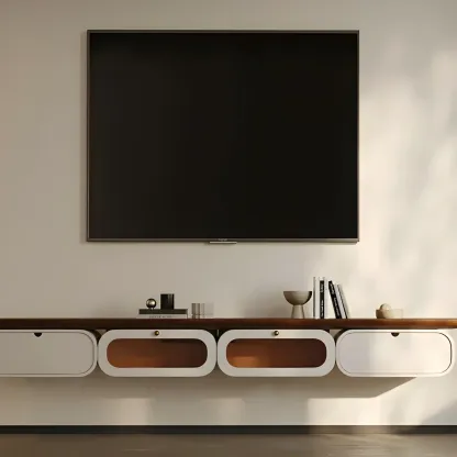 Industrial Wooden Mueble Flotante Para TV Stand with 4-Drawers Image - 4