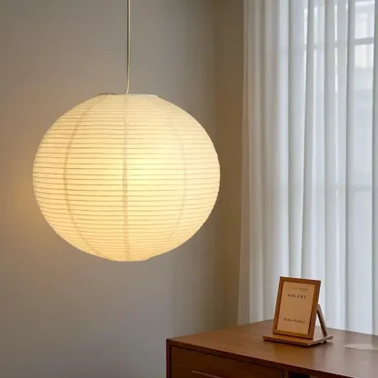 Recycle White Paper Lantern Pendant Lamp for Living Room Image - 1