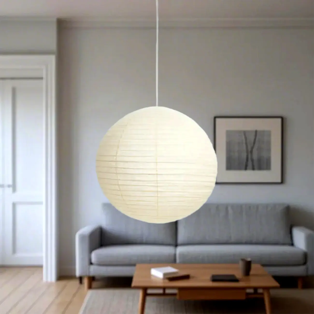 Recycle White Paper Lantern Pendant Lamp for Living Room Image - 3 | homeyfad