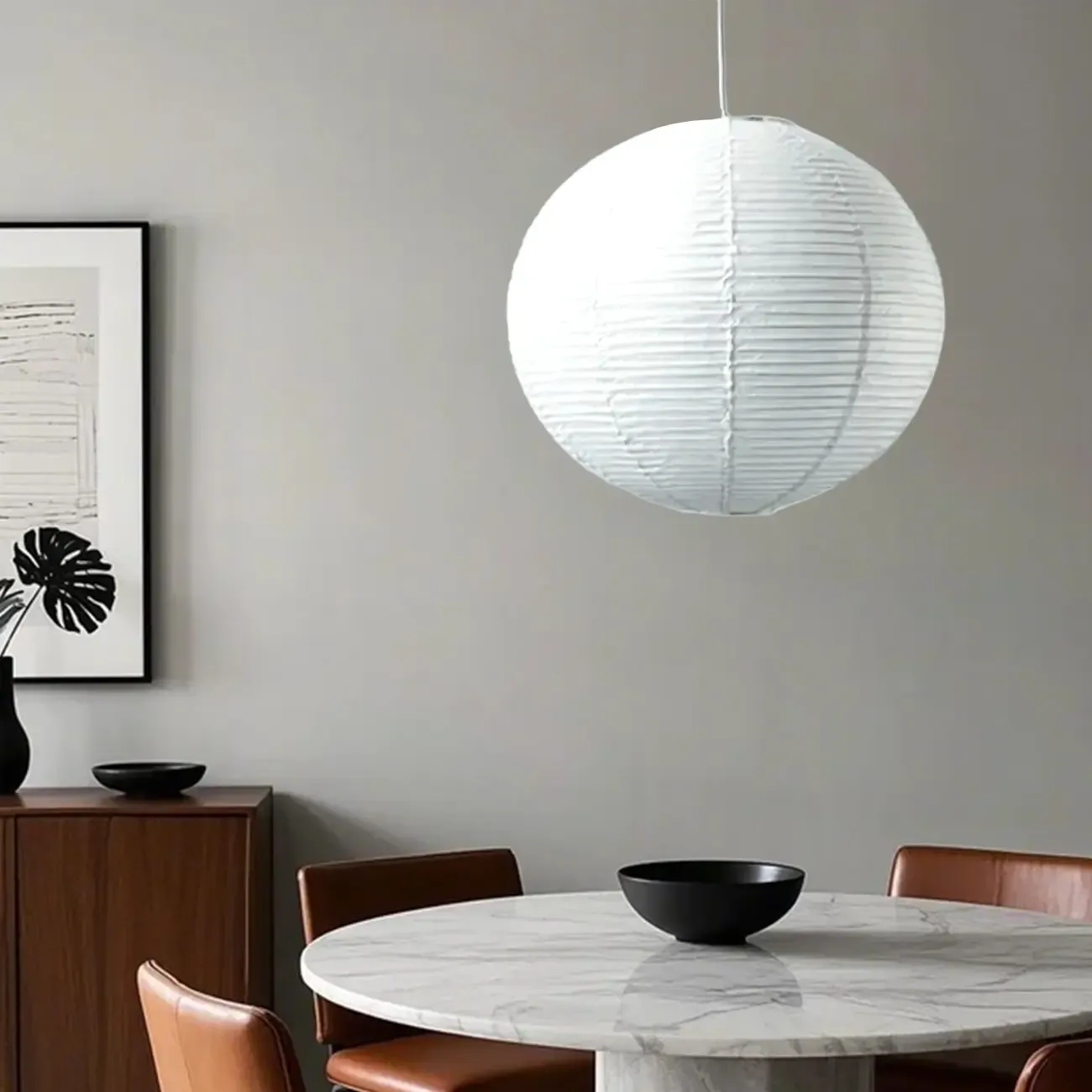 Recycle White Paper Lantern Pendant Lamp for Living Room Image - 4