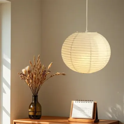Recycle White Paper Lantern Pendant Lamp for Living Room Image - 6