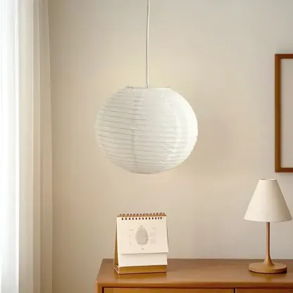 Recycle White Paper Lantern Pendant Lamp for Living Room Image - 8