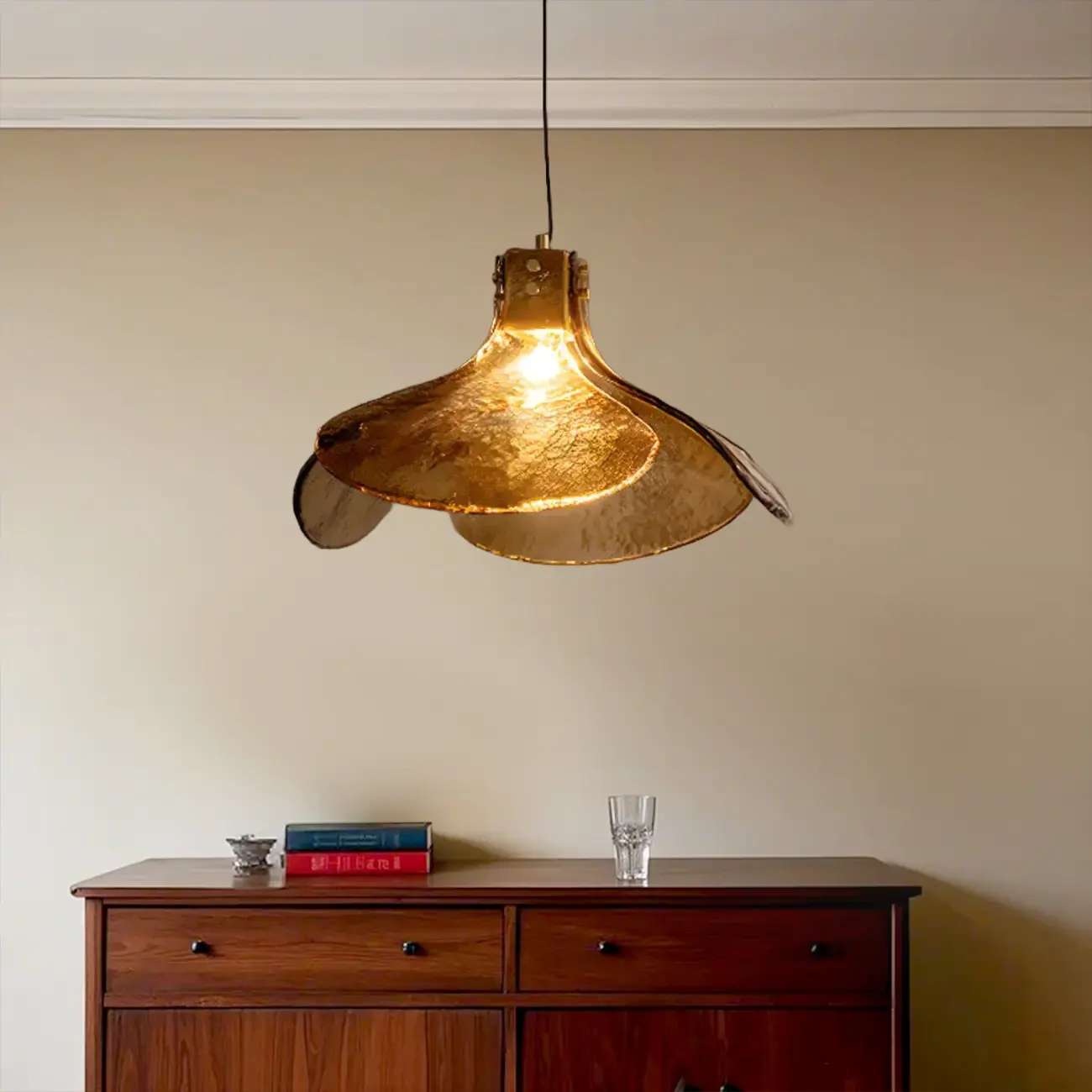 Modern Gold Glass Petals Pendant Light for Living Room Image - 1 | homeyfad