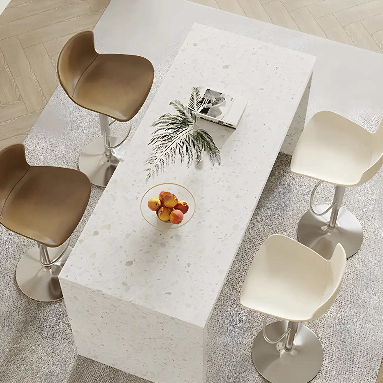 Modern White Stone Double Pedestal Bar Tables Image - 1 | homeyfad
