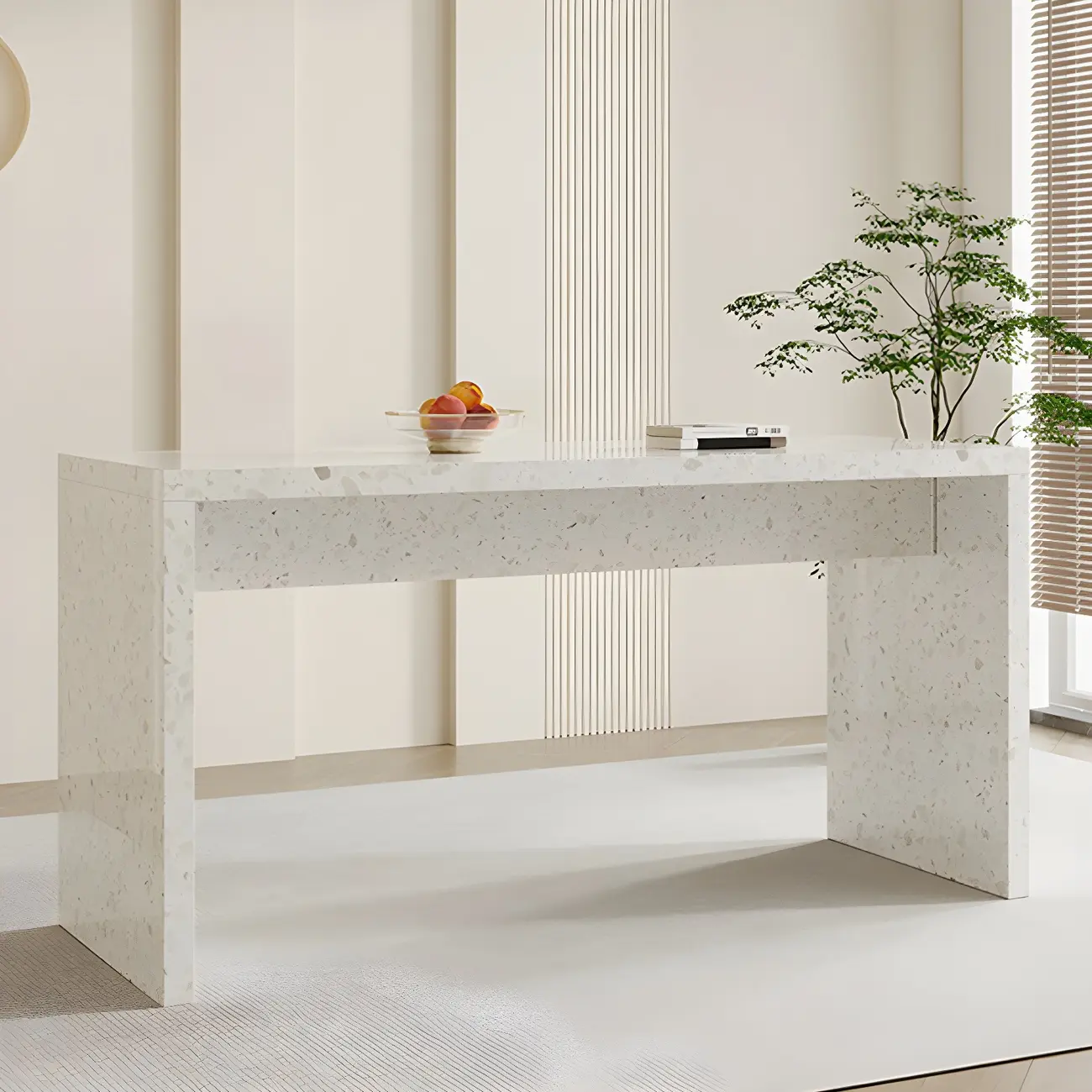 Modern White Stone Double Pedestal Bar Tables Image - 3 | homeyfad