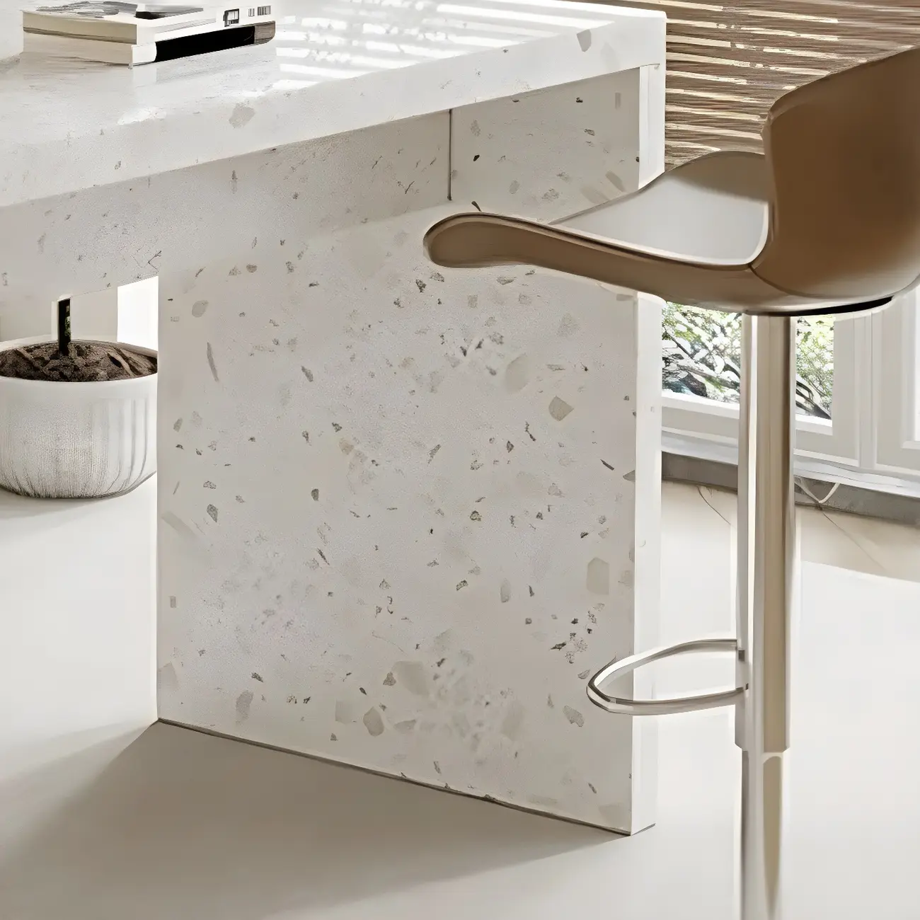 Modern White Stone Double Pedestal Bar Tables Image - 8 | homeyfad